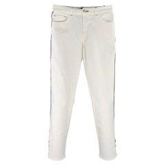 EMPORIO ARMANI - Jean droit à cinq poches en mélange de coton, blanc et noir, modèle « Marked 26 »