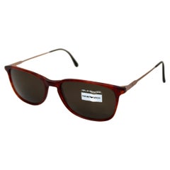 Emporio Armani Matte Red Tortoise Frame Wayfarer Sunglasses circa 1990s