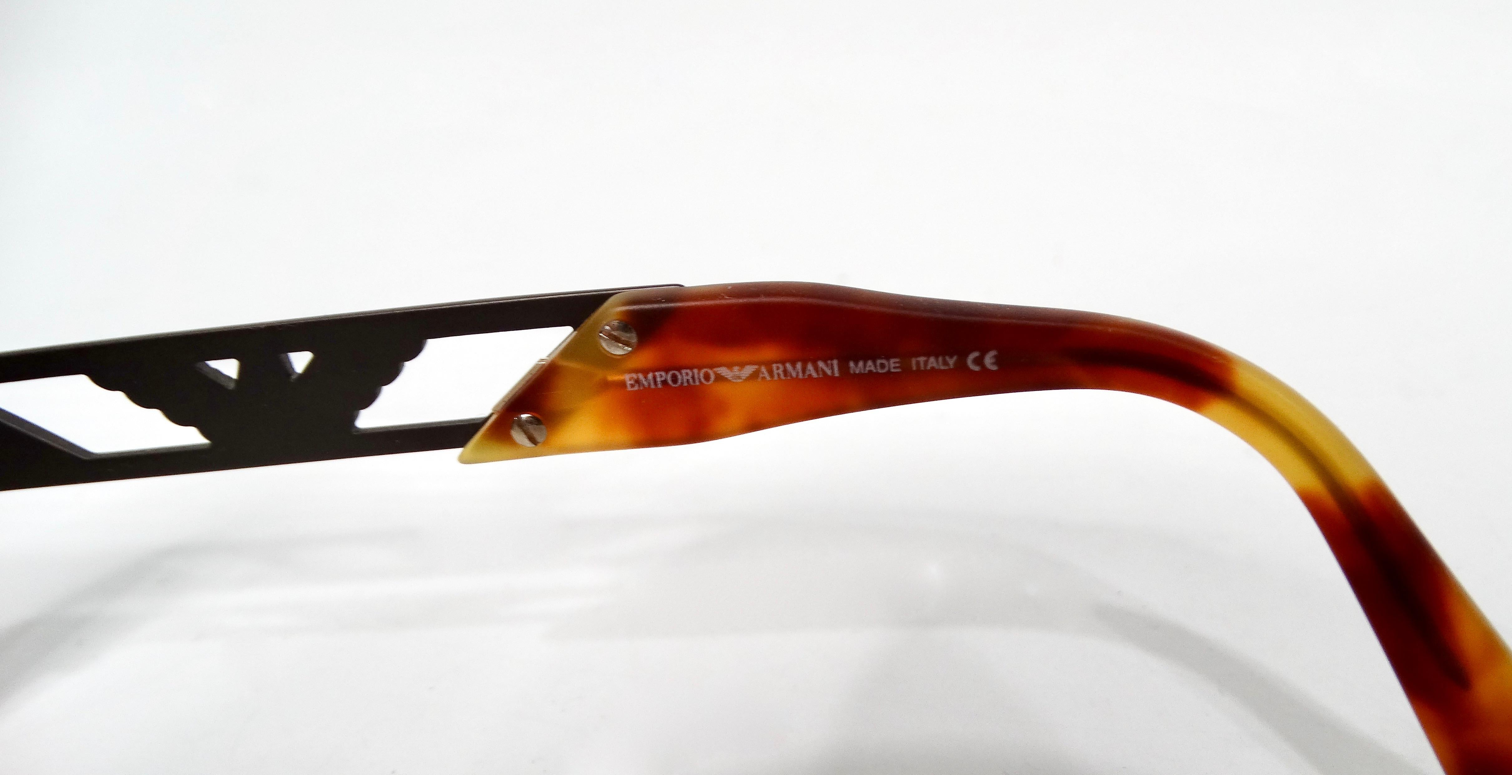 Emporio Armani Matte Tortoise Oval Shield Sunglasses circa 1990s For Sale 2