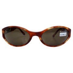 Emporio Armani Matte Tortoise Oval Shield Sunglasses circa 1990s