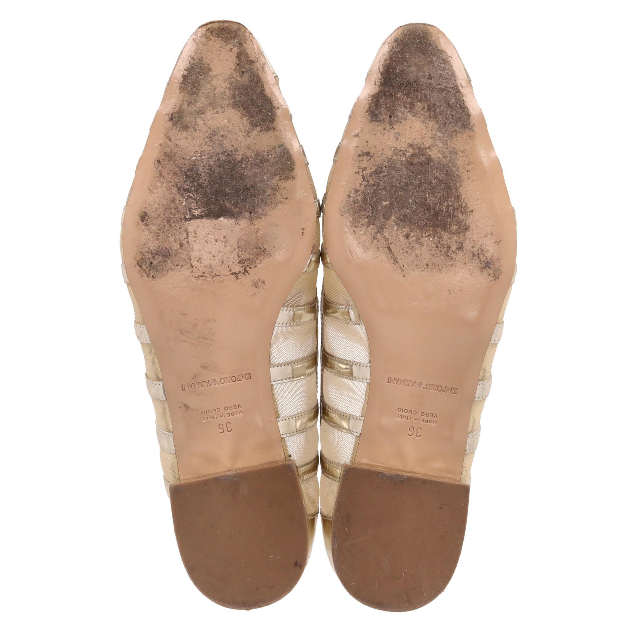 Emporio Armani Gestreifte Loafers aus Metallic-Leder im Angebot 1