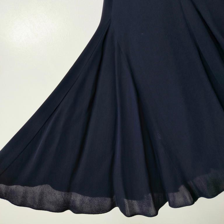 Emporio Armani Midnight-Blue Wool-Blend Knife-Pleat Midi Skirt en venta 5