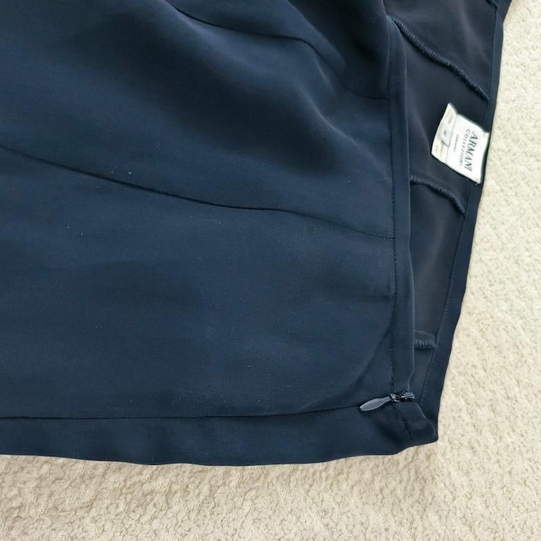 Emporio Armani Midnight-Blue Wool-Blend Knife-Pleat Midi Skirt en venta 9