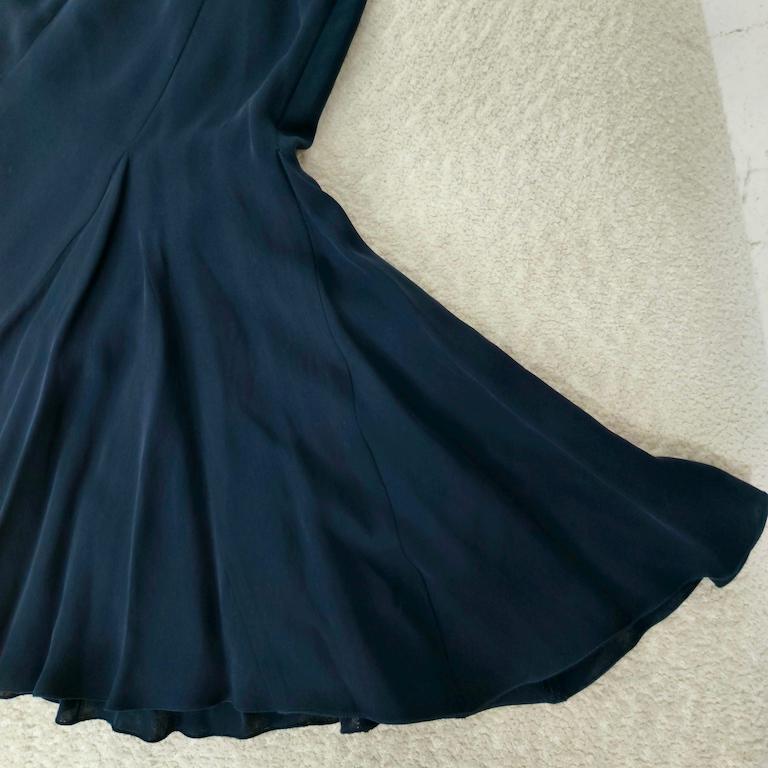 Emporio Armani Midnight-Blue Wool-Blend Knife-Pleat Midi Skirt en venta 10