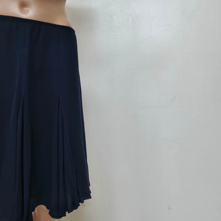 Emporio Armani Midnight-Blue Wool-Blend Knife-Pleat Midi Skirt Black en venta