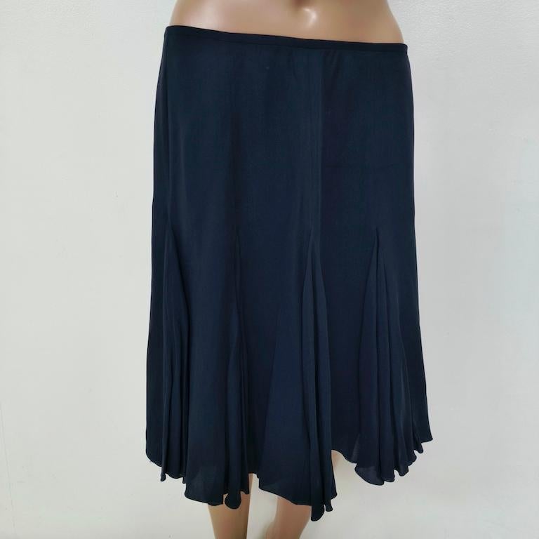 De las mujeres Emporio Armani Midnight-Blue Wool-Blend Knife-Pleat Midi Skirt en venta