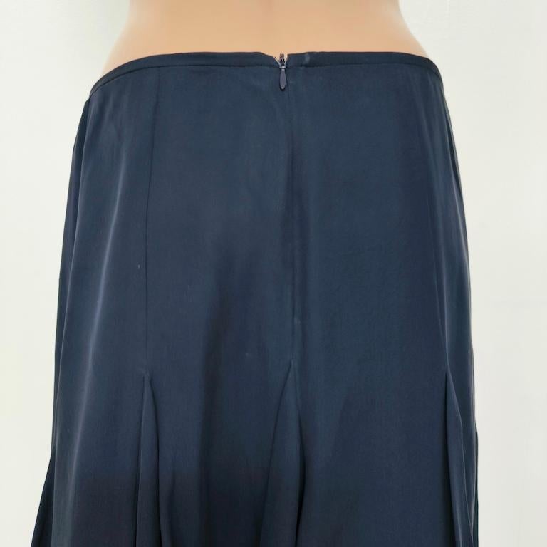 Emporio Armani Midnight-Blue Wool-Blend Knife-Pleat Midi Skirt en venta 3