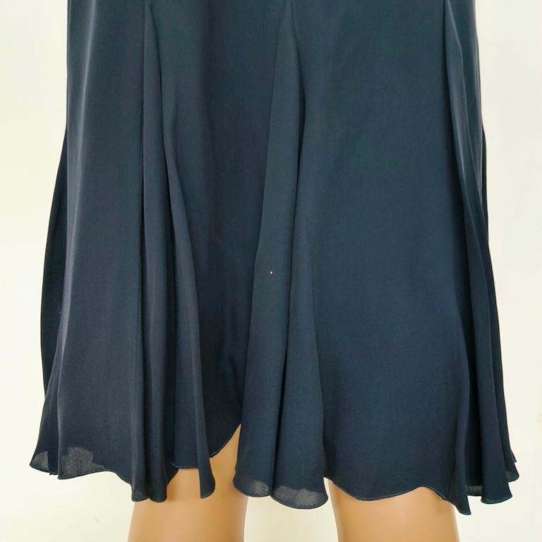 Emporio Armani Midnight-Blue Wool-Blend Knife-Pleat Midi Skirt en venta 4