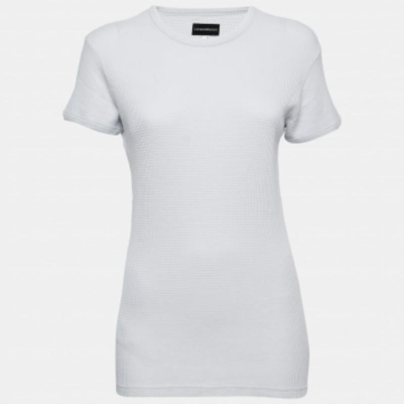 Camiseta Emporio ARMANI Misura Lila Pálido Logotipo Estampado Algodón Texturizado L en venta
