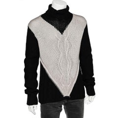 Emporio Armani Monochrome Cable Knit Turtleneck Sweater XXXL