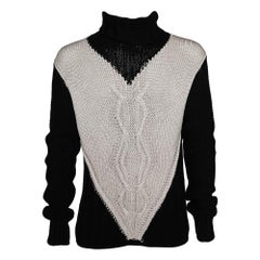 Emporio Armani Monochrome Cable Knit Turtleneck Sweater XXXL