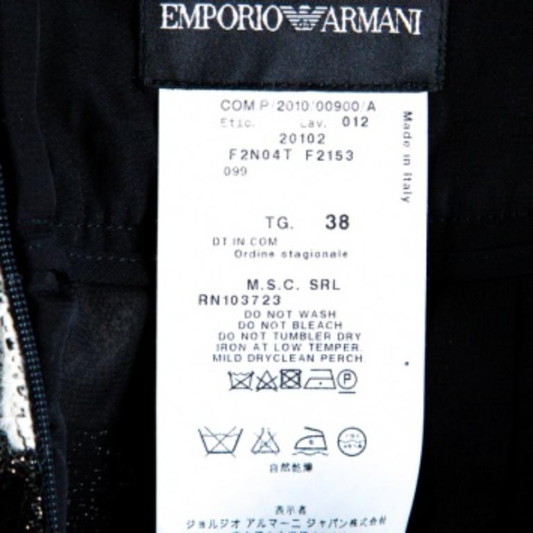Emporio Armani Monochrome Checkered Lurex Knit  Pencil Skirt S Damen im Angebot