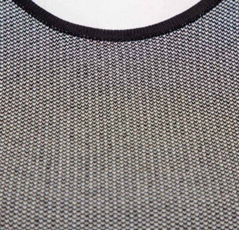 Emporio Armani Monochrome Patterned Knit Skater Dress S For Sale 1