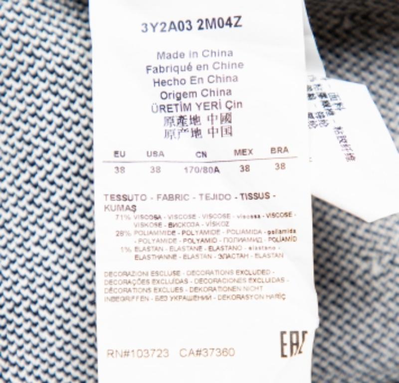 Emporio Armani Monochrome Patterned Knit Skater Dress S For Sale 3