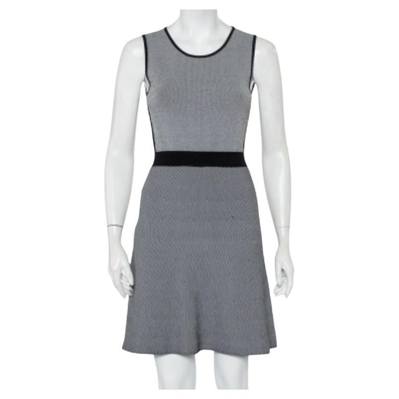 Emporio Armani Monochrome Patterned Knit Skater Dress S For Sale