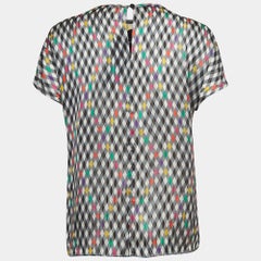 Emporio Armani Multicolor Checked Silk Embroidered Top S