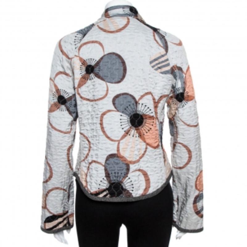 Emporio Armani Multicolor Floral Print Quilted Jacket L For Sale 1