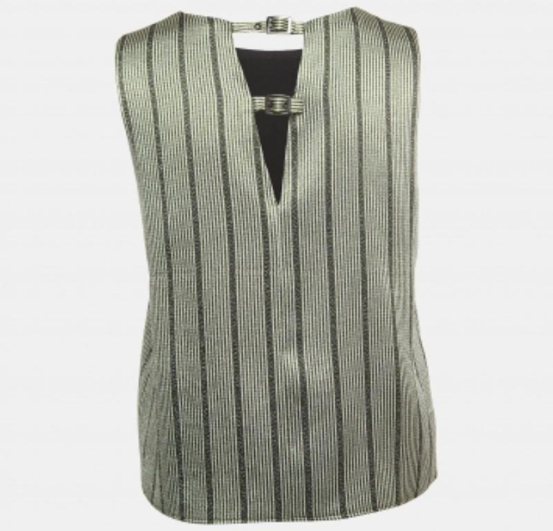 Emporio ARMANI Top de punto de lúrex multicolor sin mangas M Gris en venta