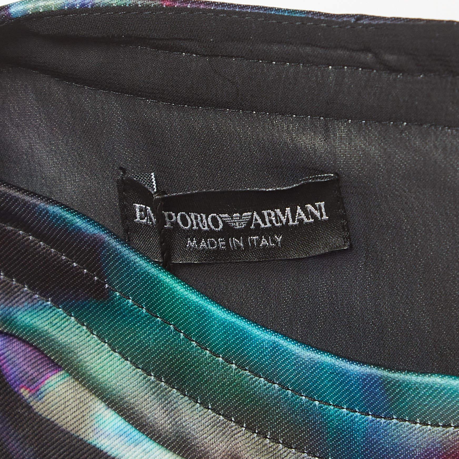 Emporio Armani - Robe sans manches en sergé de satin imprimé multicolore M en vente 2