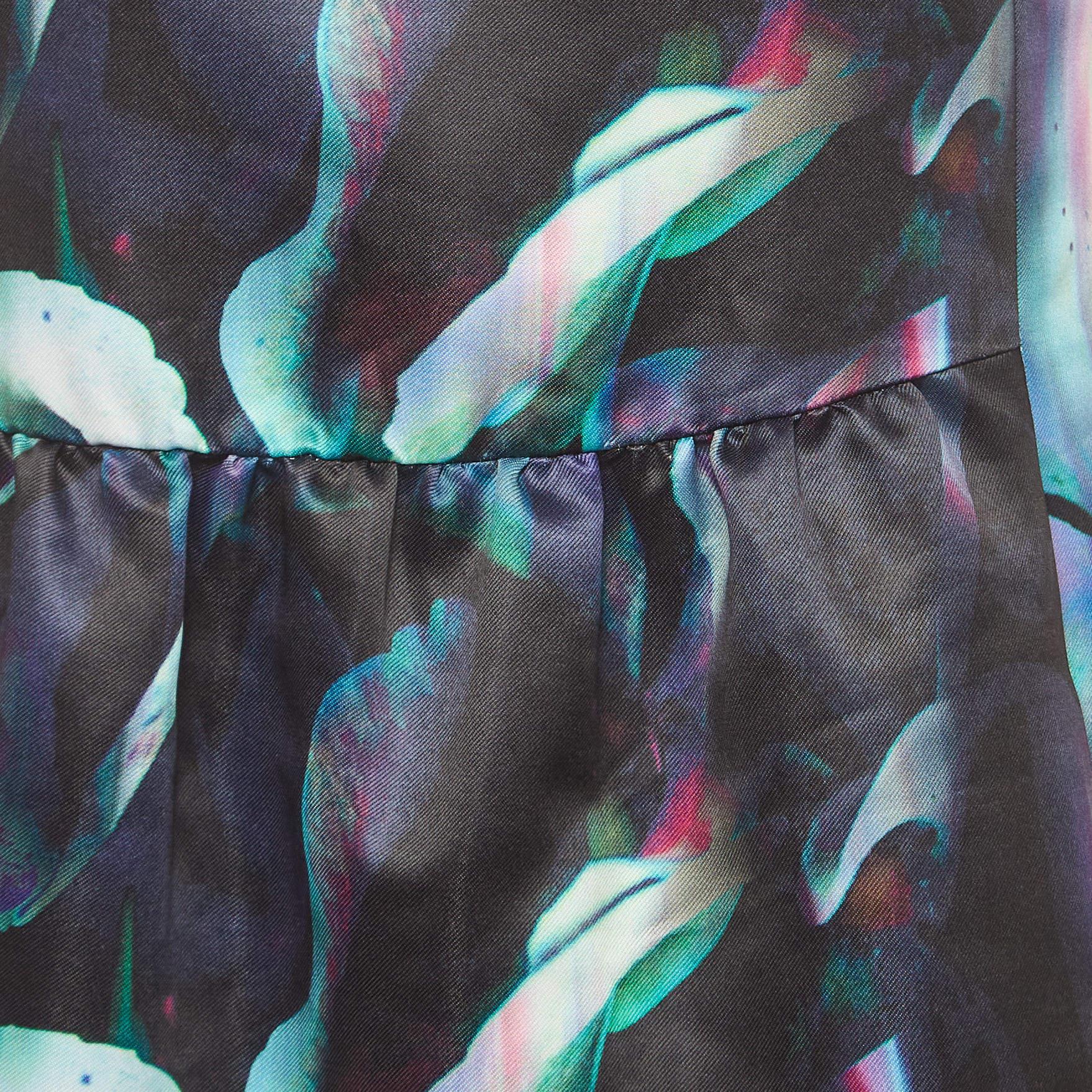 Emporio Armani Multicolor Printed Satin Twill Sleeveless Dress M 3