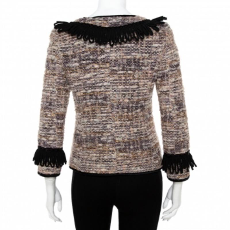 Women's Emporio Armani Multicolor Tweed Button Front Jacket S For Sale