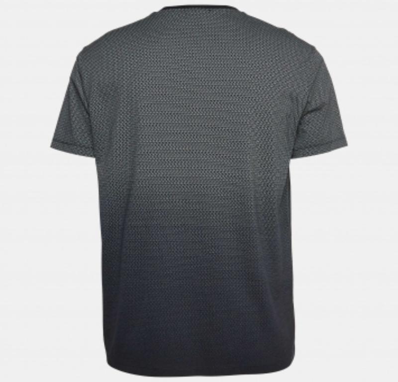 Noir Emporio ARMANI Bleu marine T-shirt en coton imprimé du logo All-Over XL en vente
