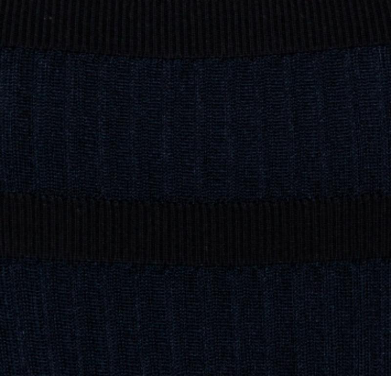 Emporio Armani Navy Blue & Black Knit Crossback Detail Tank Top S For Sale 1