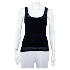 Emporio Armani Navy Blue & Black Knit Crossback Detail Tank Top S