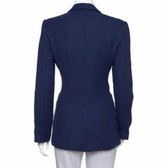 Emporio Armani Navy Blue Crepe Paneled Button Front Blazer M