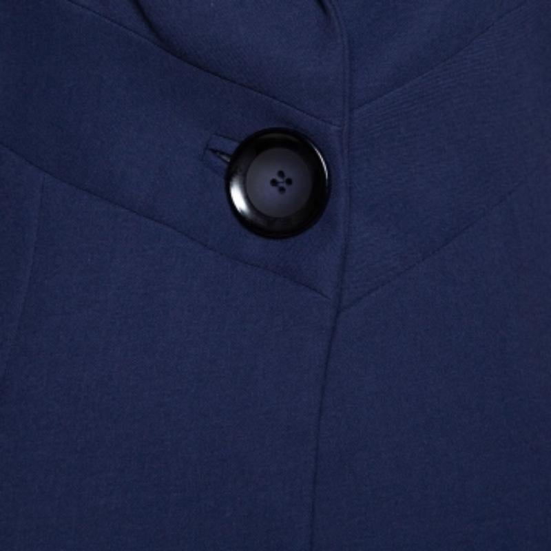 Black Emporio Armani Navy Blue Crepe Paneled Button Front Blazer M For Sale