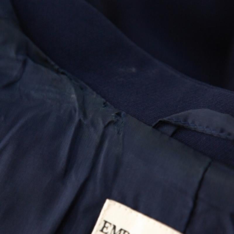 Emporio Armani Navy Blue Crepe Paneled Button Front Blazer M For Sale 1