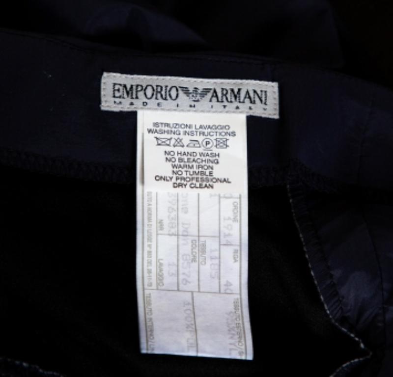 Women's Emporio Armani Navy Blue Padded Wide Leg Pants M For Sale