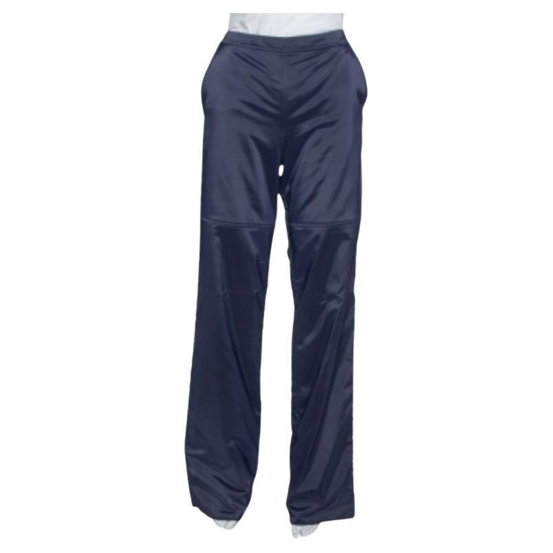 Emporio Armani Navy Blue Padded Wide Leg Pants M For Sale
