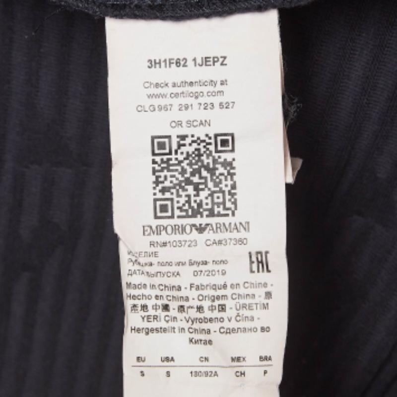 Emporio ARMANI Polo de punto estampado azul marino S Negro en venta