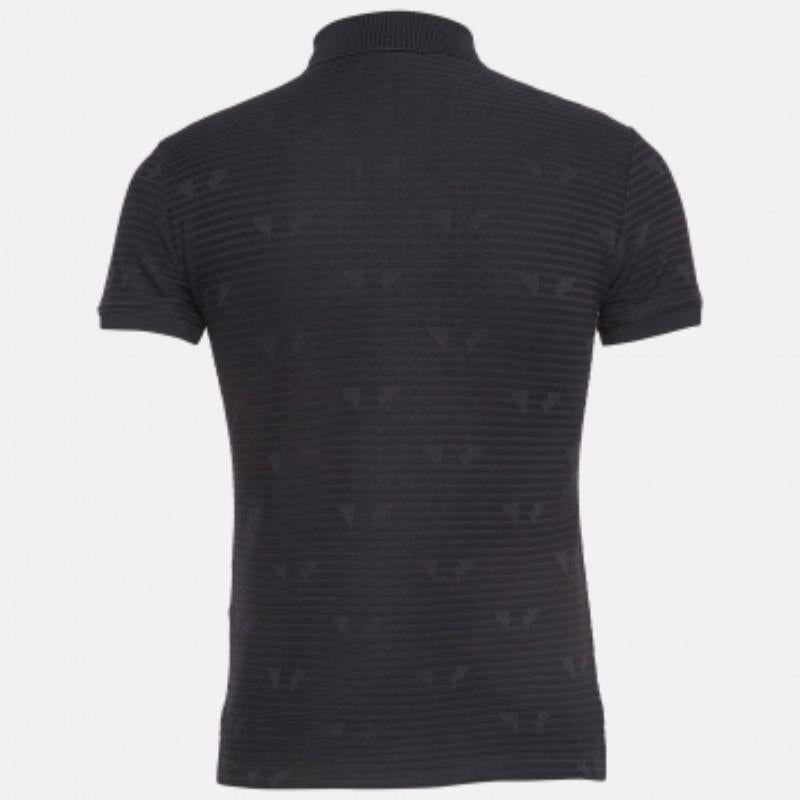 Emporio ARMANI Polo de punto estampado azul marino S en venta 1