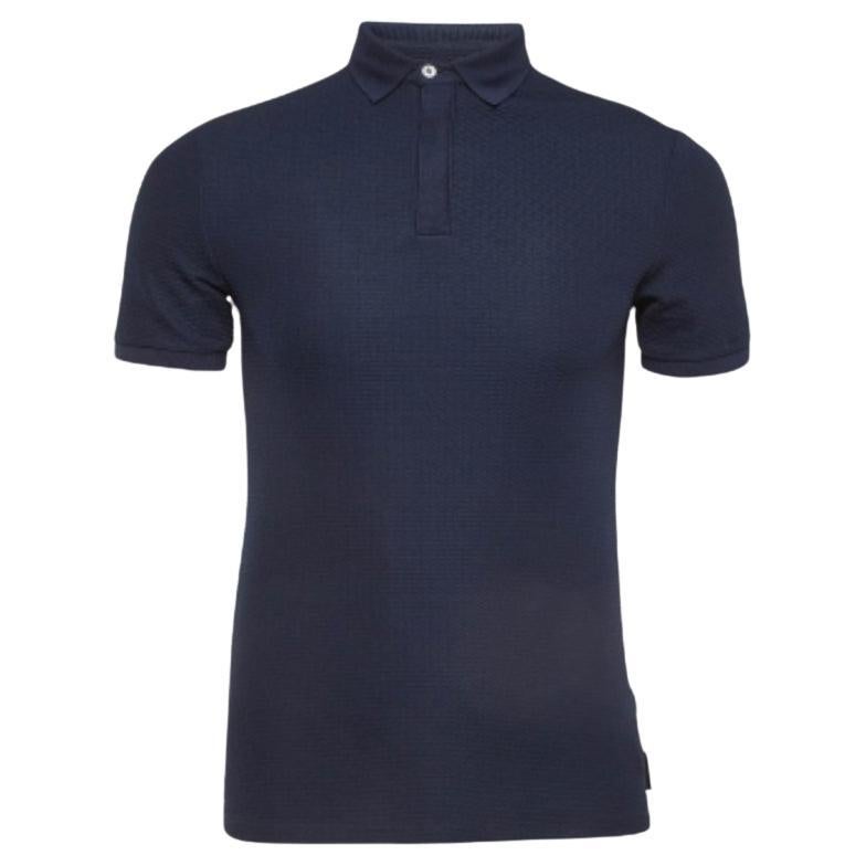 Emporio Armani Polo blu navy con motivo a maglia S