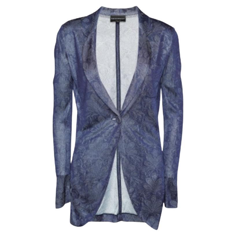 Emporio Armani Blazer blu navy in maglia traforata S in vendita