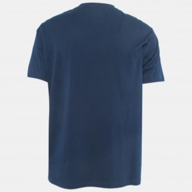 De los hombres Emporio ARMANI Camiseta de punto de algodón estampado azul marino XXL en venta