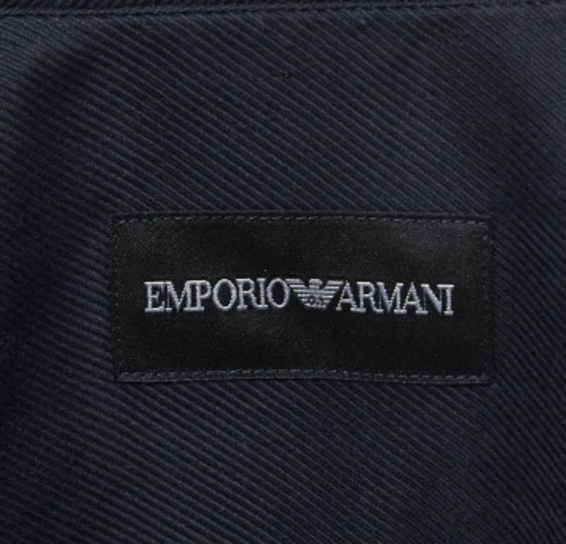 Uomo Emporio Armani Camicia a manica intera in raso blu navy L in vendita