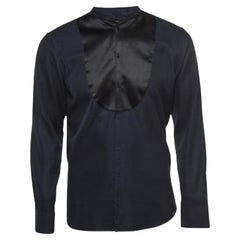 Emporio Armani Camicia a manica intera in raso blu navy L