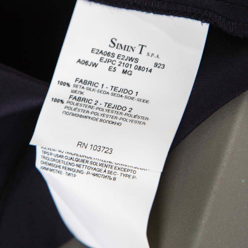 Emporio Armani Navy Blue Silk Pleat Detail One Shoulder Dress S 1
