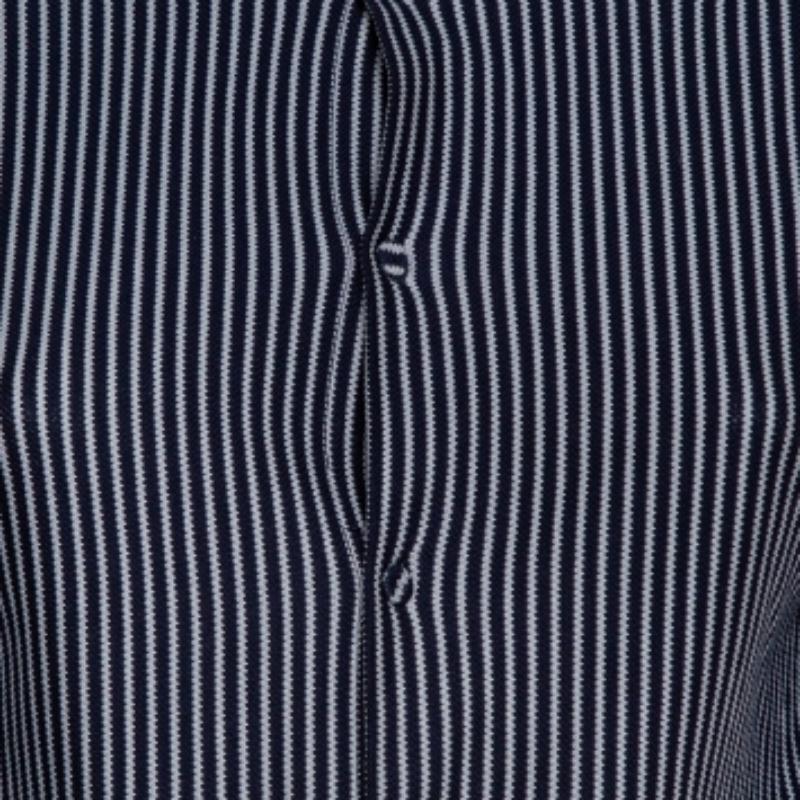 Emporio Armani Navy Blue Striped Cotton Knit Button Front Shirt S In Excellent Condition For Sale In Dubai, Al Qouz 2