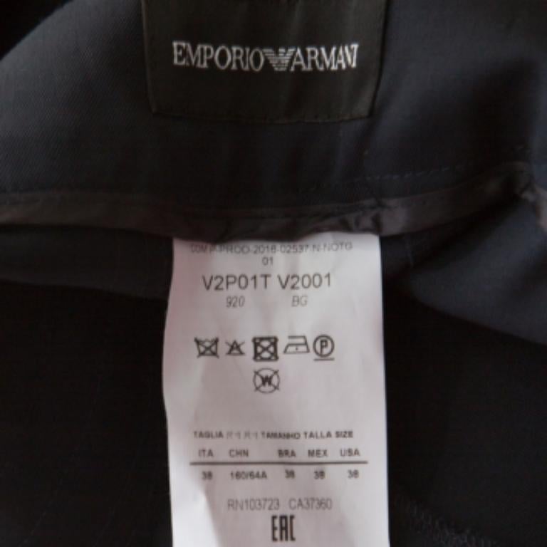 Nero Emporio Armani Pantaloni sartoriali in lana blu navy S in vendita
