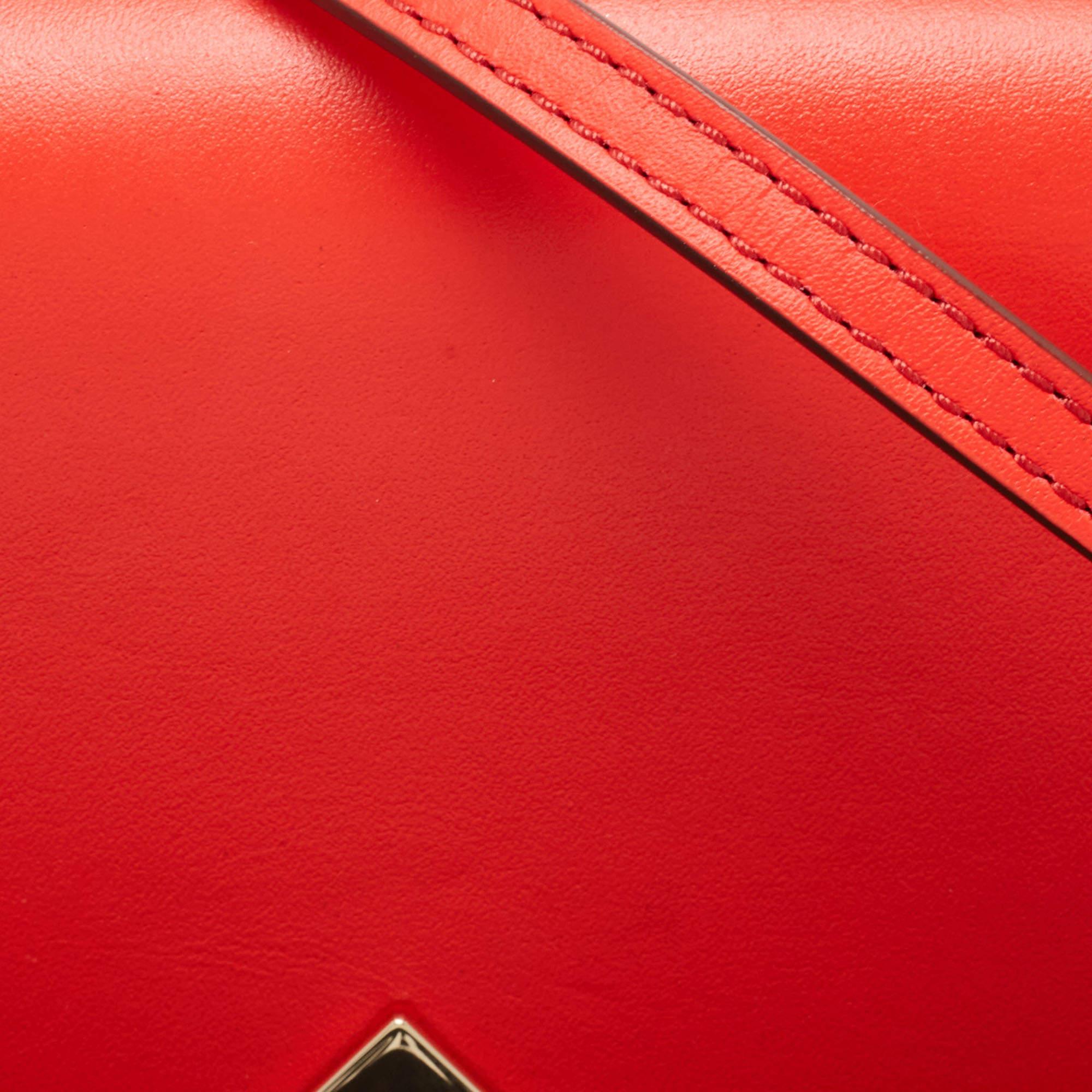 Emporio Armani Neon Red Leather Flap Crossbody Bag For Sale 8