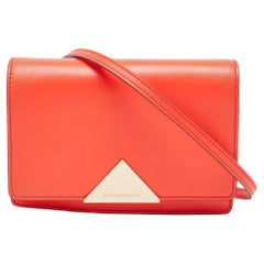 Emporio Armani Neon Red Leather Flap Crossbody Bag