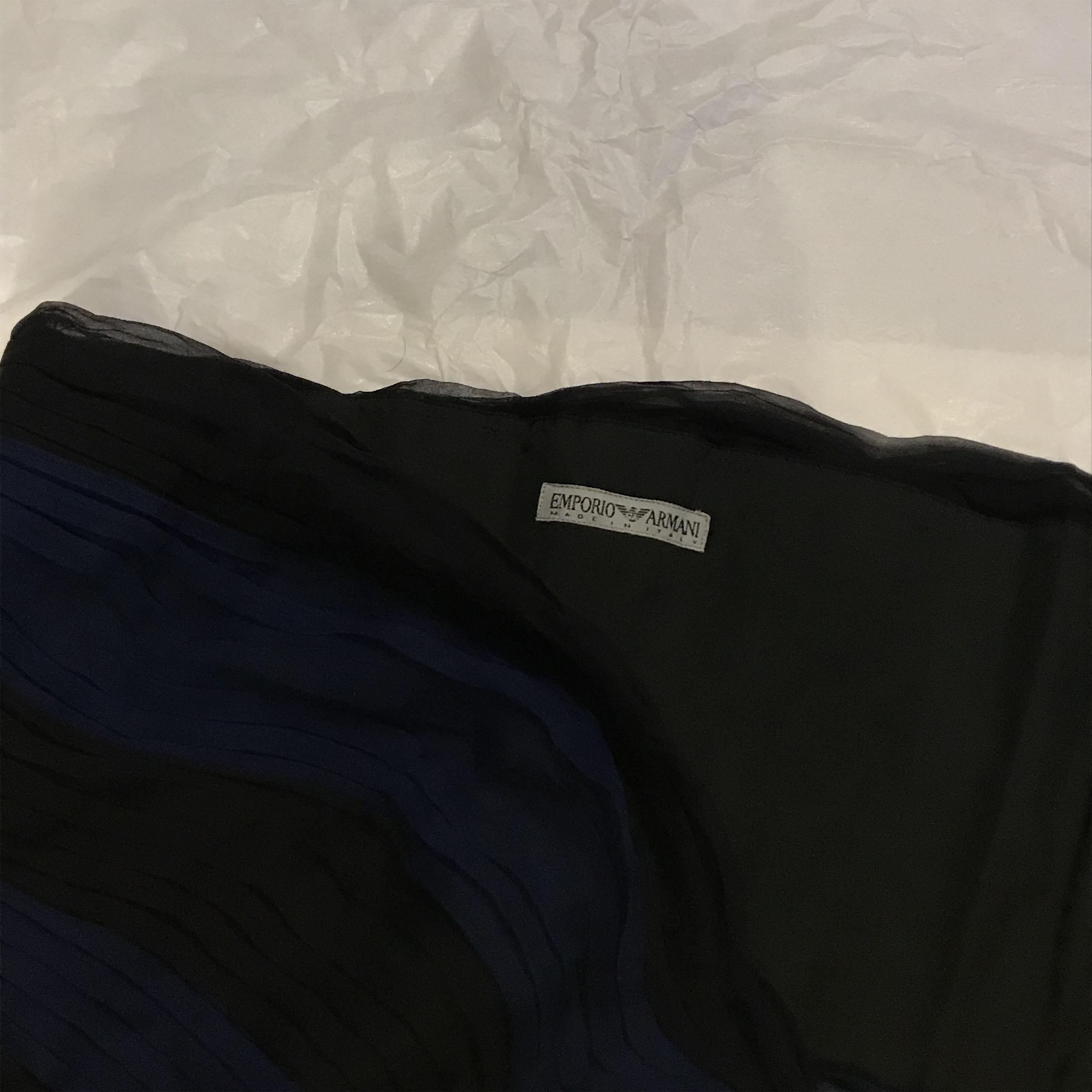 EMPORIO ARMANI Night blue & black silk bustier For Sale 1