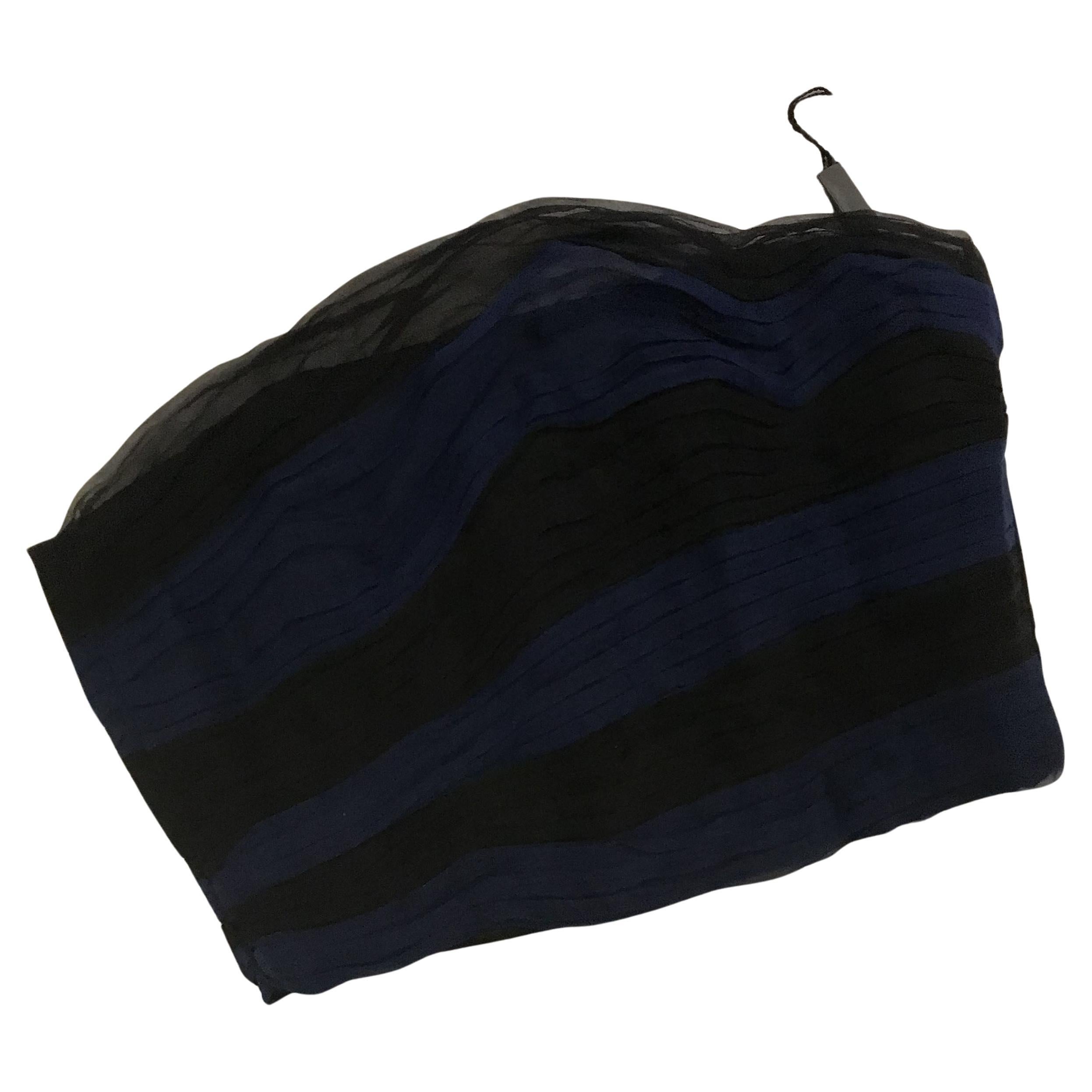 EMPORIO ARMANI Night blue & black silk bustier For Sale