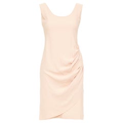 EMPORIO ARMANI nude silk blend wide strap side drape asymmetric mini dress IT38