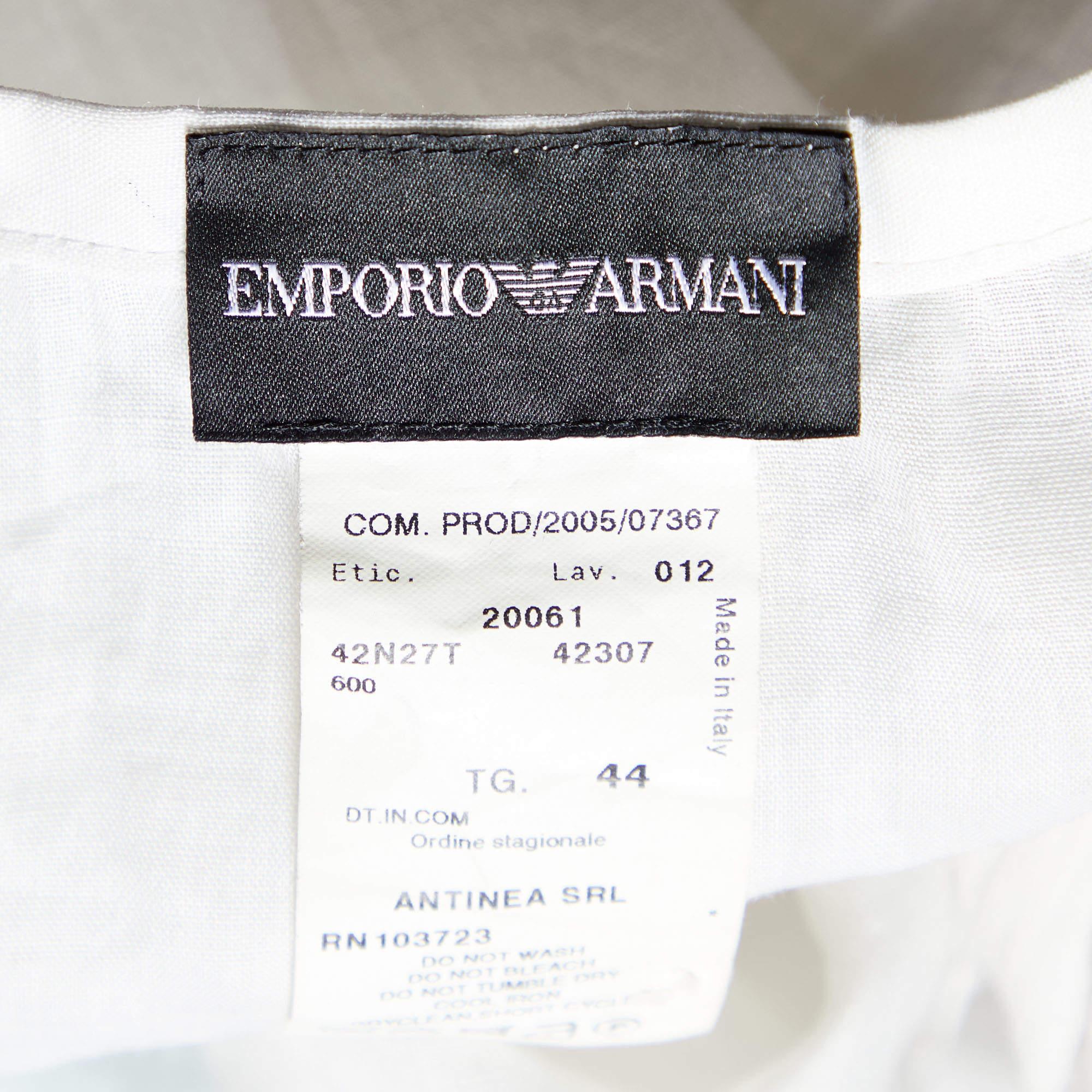 Emporio Armani Off-White Ramie Contrast Trim Mini Skirt M In Excellent Condition For Sale In Dubai, Al Qouz 2