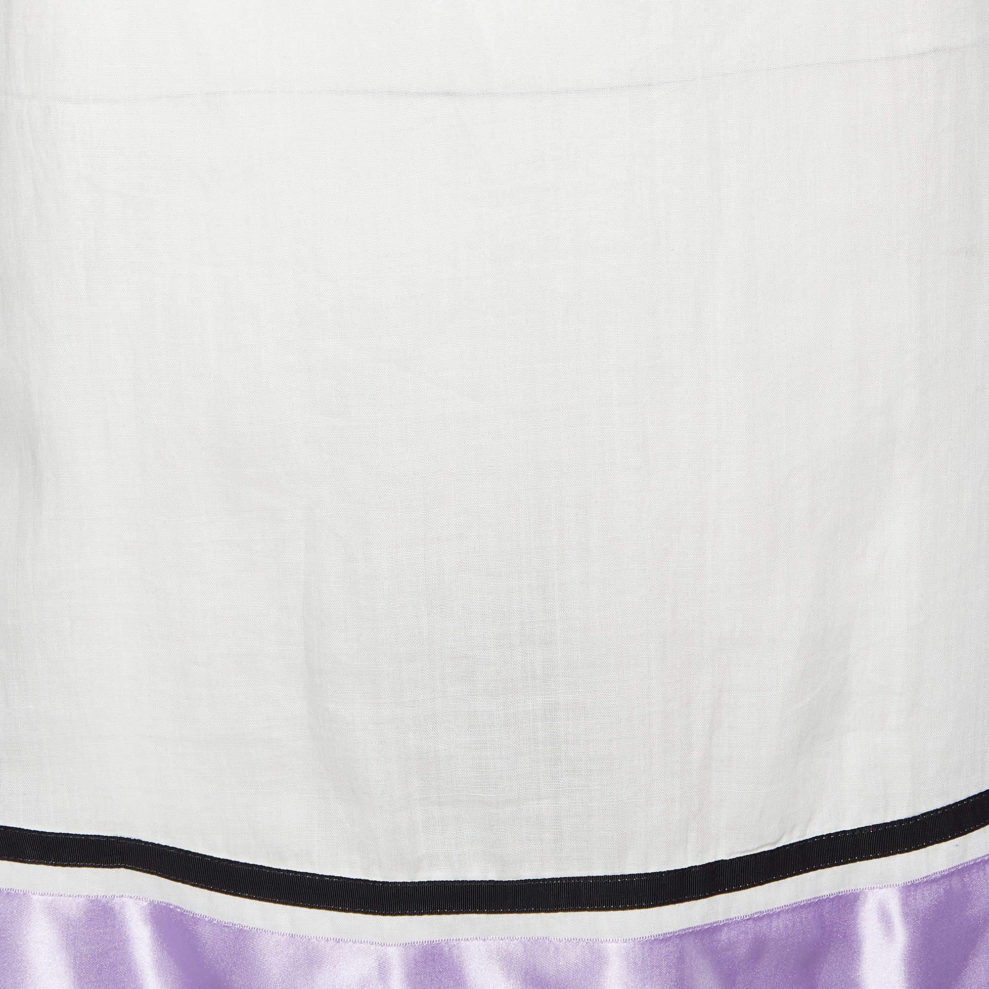 Emporio Armani Off-White Ramie Contrast Trim Mini Skirt M For Sale 1